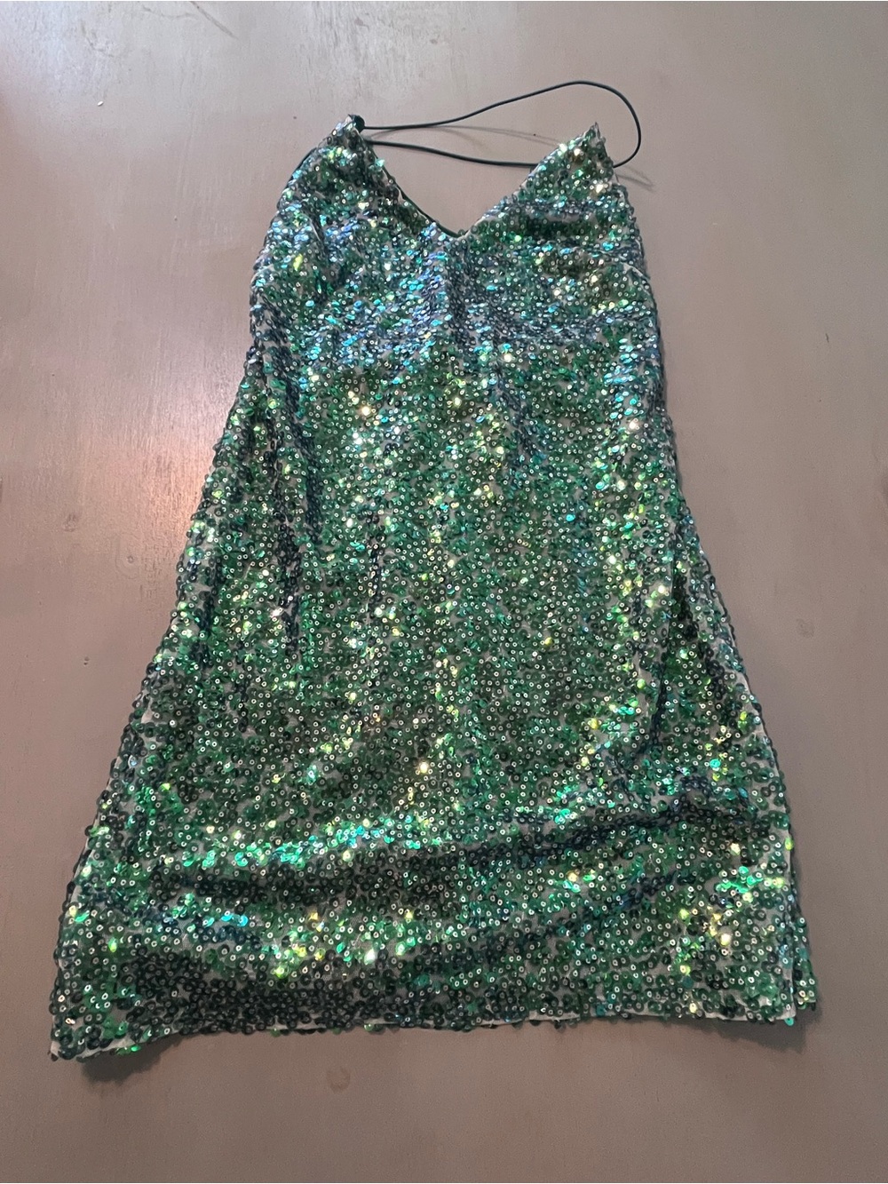Lulus Emerald Green Sequin Halter Mini Dress XS